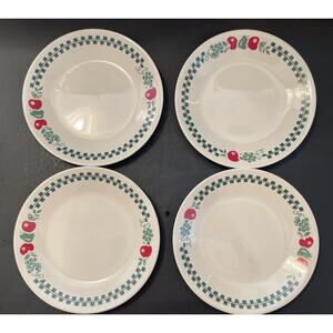 Set of 4 Corelle Farm Fresh Bread/Dessert Plates 6 3/4” Checkerboard Apples